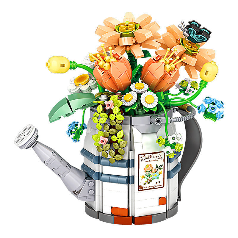 Buildable watering can with flowers gift