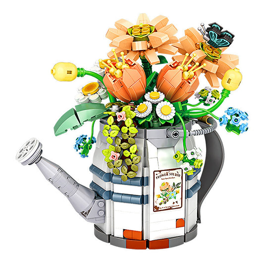 Buildable watering can with flowers gift